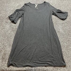 Matilda Jane Dress Womens Medium‎ Gray Knit Ruffle Sleeve Scoop Neck Casual